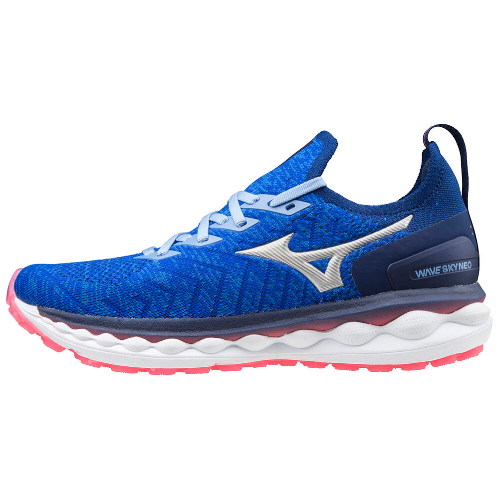 Zapatillas Running Mizuno Wave Sky Neo Mujer Azules/Plateadas/Rosas Ofertas FLHM-96714